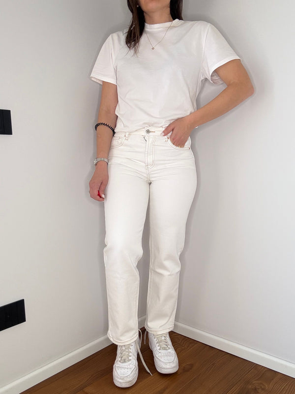 JEANS GAMBA DRITTA DENIM BIANCO