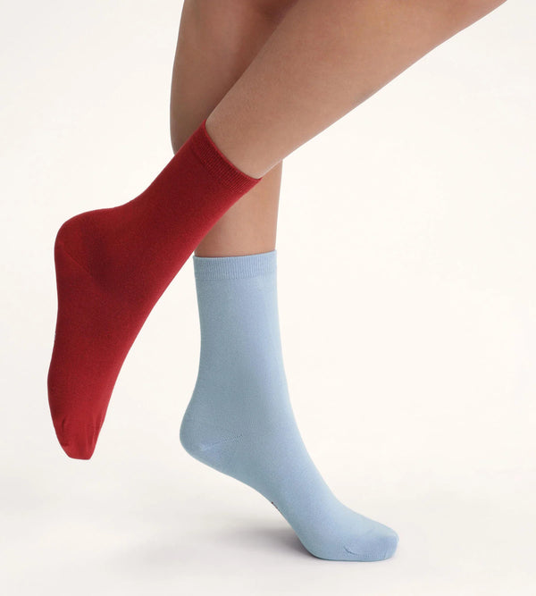 DIM CALZIMO DONNA 2 PAIA "CONFORT" ROSSO E CELESTE