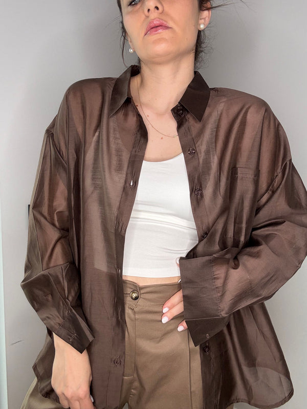 CAMICIA VELATA MARRONE