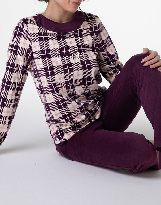LOVABLE PIGIAMA DONNA IN MICROPILE TARTAN VINACCIA