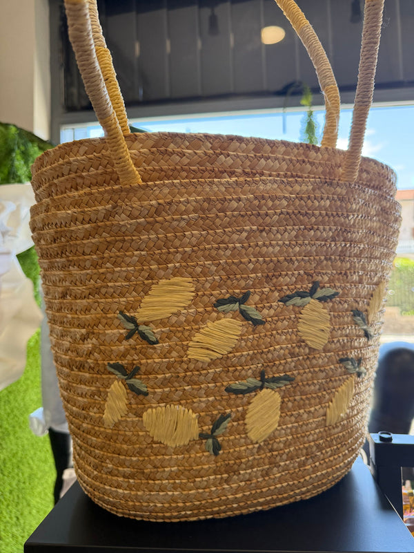 BORSA MARE IN PAGLIA RIGIDA LIMONI