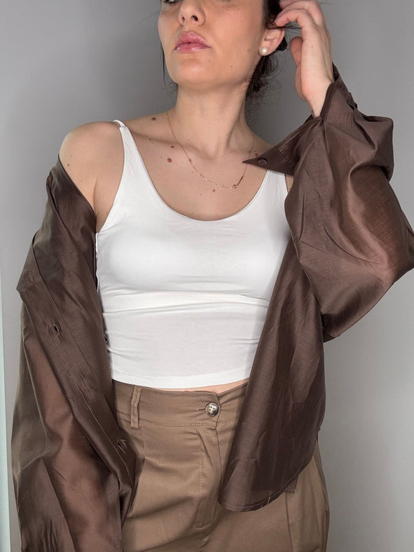 TOP  STYLE CROP CON COPPE INTERNE BIANCO