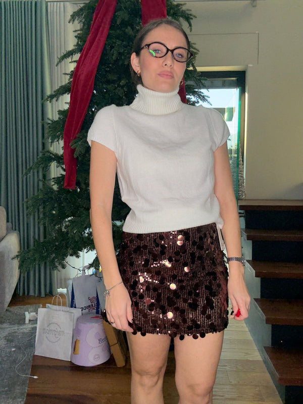 GONNA PAILETTS CHIC MARRONE