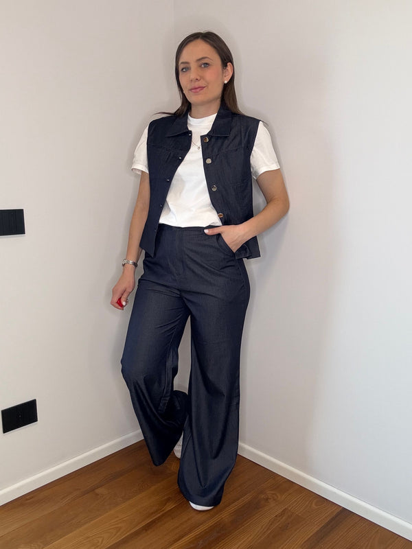 COORDINATO IN EFFETTO DENIM CON GIACCHINO