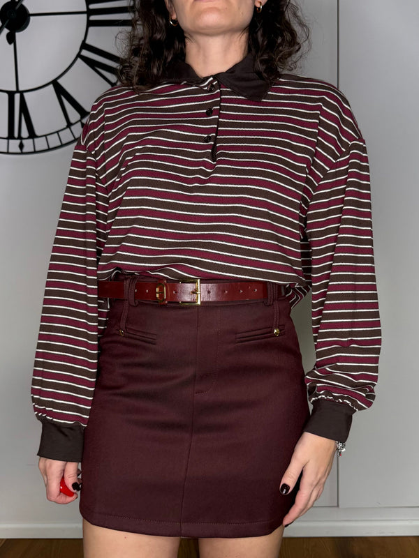 PANTAGONNA STRUTTURATO CON CINTURINO BORGOGNA