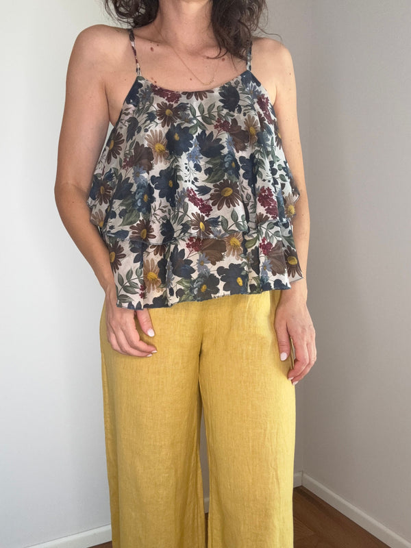 TOP CON BALZE "CAMPO DI FIORI" BLU