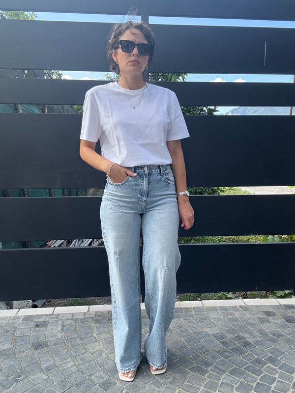 JEANS DENIM CHIARO "GAMBA LARGA"