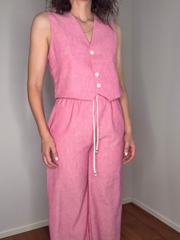 COORDINATO "LUCY" CON GILET ROSA