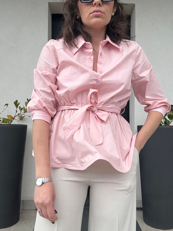 CAMICIA BALLON CON FUSCIACCA ROSA ANTICO