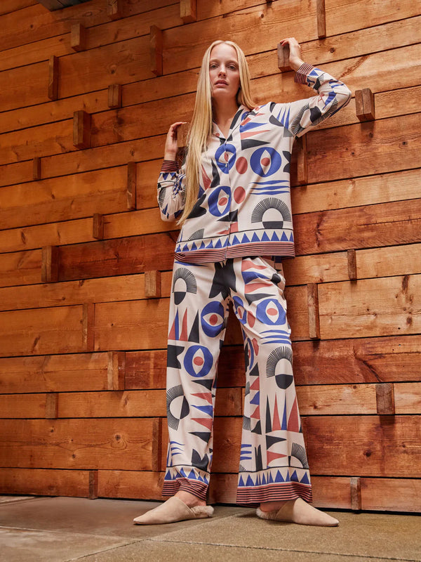 GISELA PIGIAMA DONNA APERTO GEOMETRICO