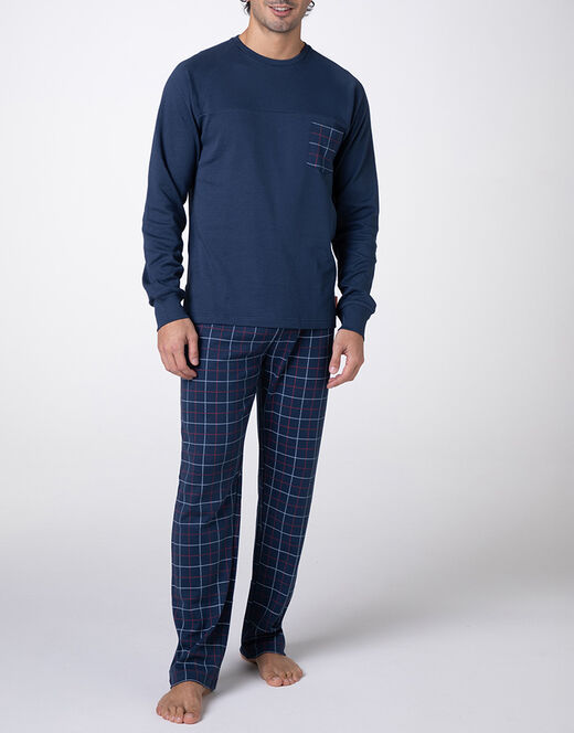 LOVABLE PIGIAMA UOMO "BLU CHECK" GIROCOLLO